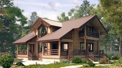 Дом из клееного бруса 227 м2 с двумя террасами